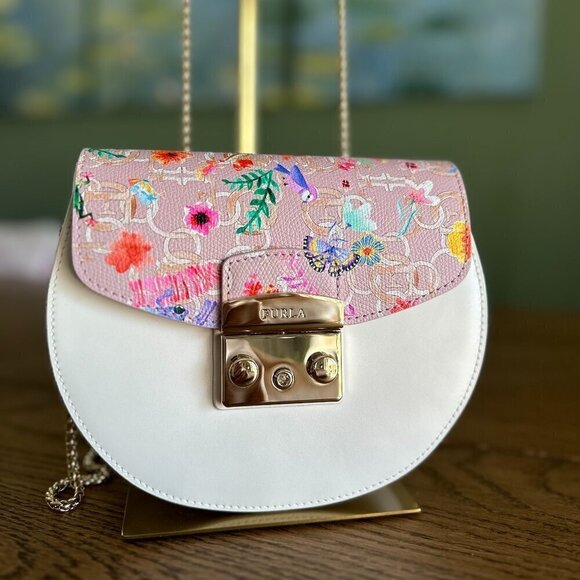 NWT！Furla My Play Interchangeable Metropolis Leather Flap -Watercolor Pink - Picture 1 of 6